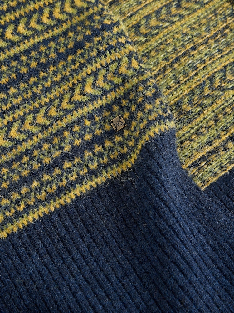 White Stuff Blue Jasper Fairisle Knit Scarf - Image 3 of 3