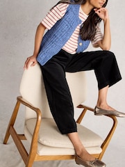 White Stuff Black Tia Velvet Wide Leg Crop Trousers - Image 2 of 6