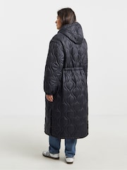 Simply Be Black Double Onion Adjustable Waist Quilted Coat - Image 2 of 4