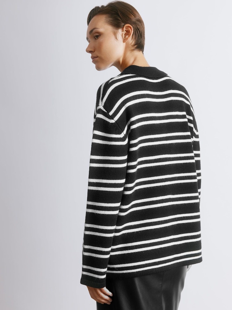 Albaray Stripe Rugby Black Top - Image 2 of 4 Albaray Stripe Rugby Black Top - Image 2 of 4