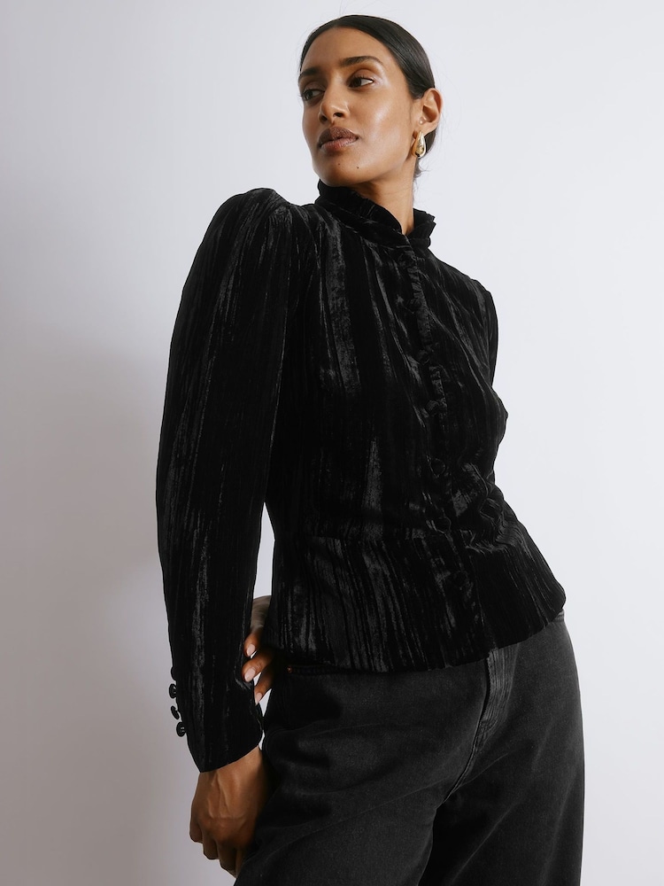 Albaray Crushed Velvet Black Jacket - Image 1 of 5 Albaray Crushed Velvet Black Jacket - Image 1 of 5
