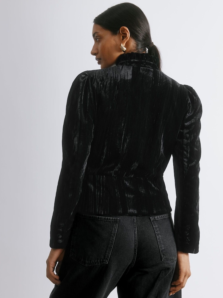 Albaray Crushed Velvet Black Jacket - Image 2 of 5 Albaray Crushed Velvet Black Jacket - Image 2 of 5