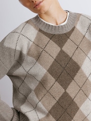 Albaray Argyle Brown Jumper - Image 3 of 4