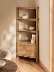 Natural Noa Oak Effect Tube Leg Corner Shelf - Image 1 of 8
