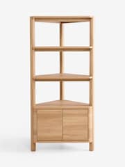 Natural Noa Oak Effect Tube Leg Corner Shelf - Image 4 of 8