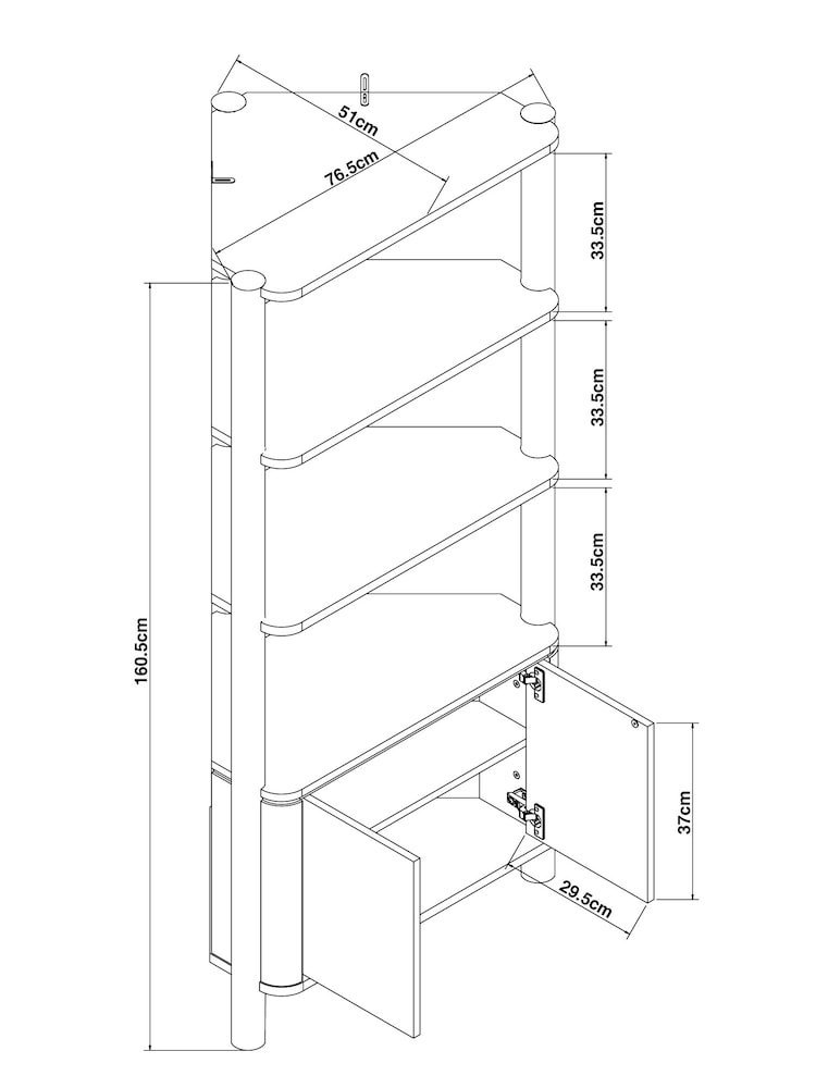 Natural Noa Oak Effect Tube Leg Corner Shelf - Image 8 of 8