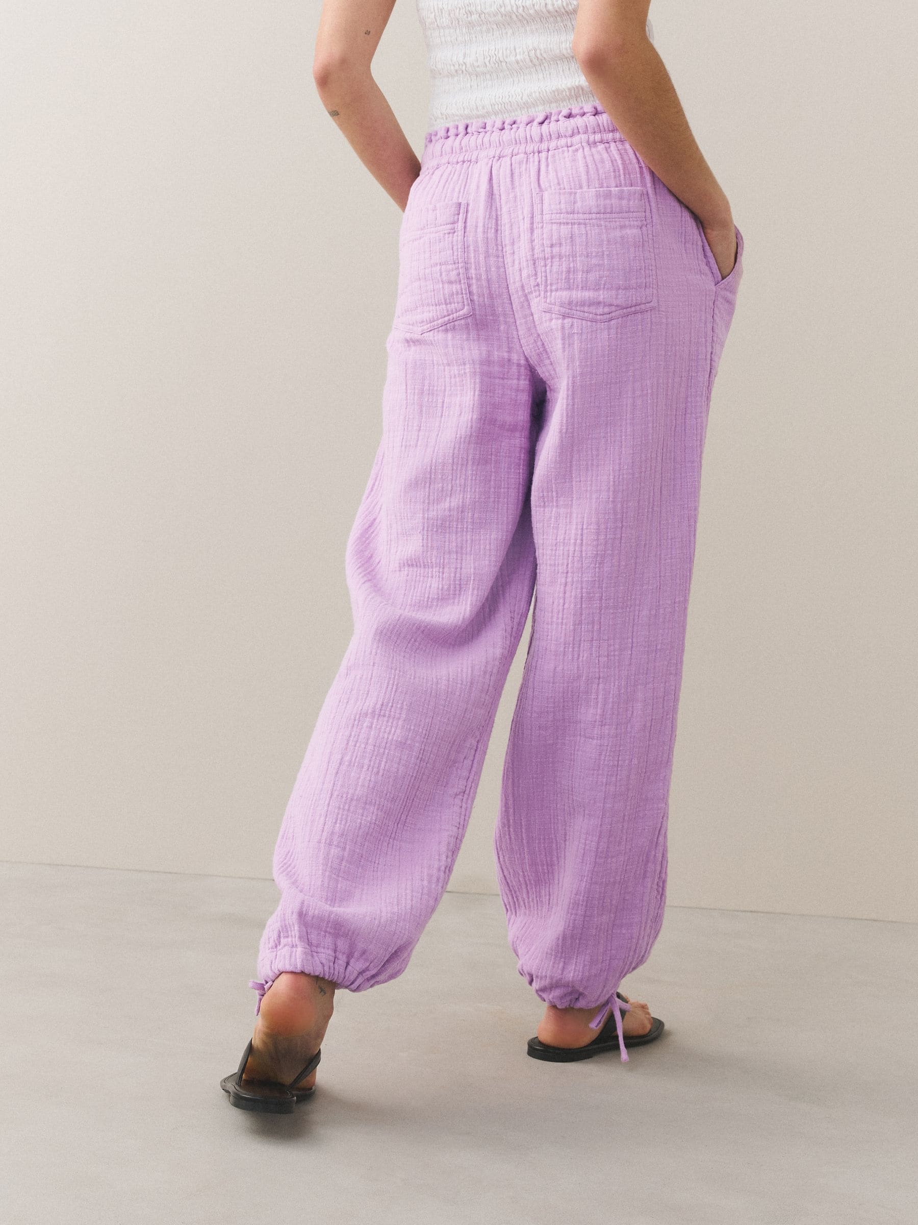 Buy Lilac Purple Double Cloth Balloon Leg Trousers from the Next