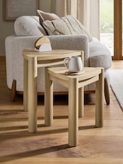 Mid Natural Noa Oak Effect Tube Leg Nest of Table - Image 1 of 5