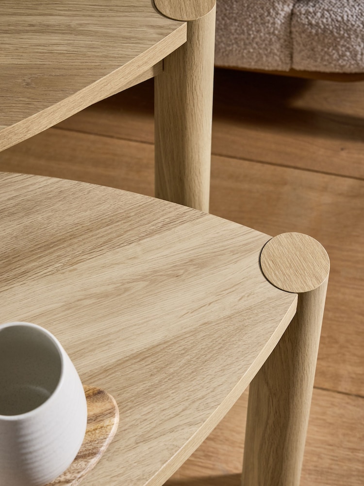 Mid Natural Noa Oak Effect Tube Leg Nest of Table - Image 2 of 5