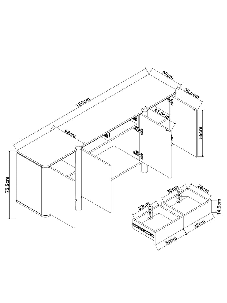 Natural Noa Oak Effect Tube Leg Extra Large Sideboard - Image 12 of 12