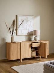 Natural Noa Oak Effect Tube Leg Extra Large Sideboard - Image 3 of 12