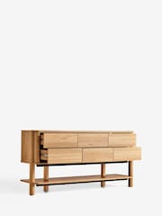 Natural Noa Oak Effect Tube Leg Space Saving Large Sideboard - Image 10 of 11