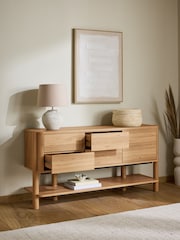 Natural Noa Oak Effect Tube Leg Space Saving Large Sideboard - Image 3 of 11