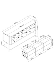 Natural Noa Oak Effect Tube Leg Space Saving Large Sideboard - Image 4 of 11