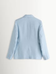 Weekend MaxMara Blue Nalut Pure Linen Canvas Blazer - Image 6 of 9