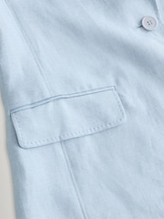 Weekend MaxMara Blue Nalut Pure Linen Canvas Blazer - Image 8 of 9