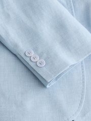 Weekend MaxMara Blue Nalut Pure Linen Canvas Blazer - Image 9 of 9