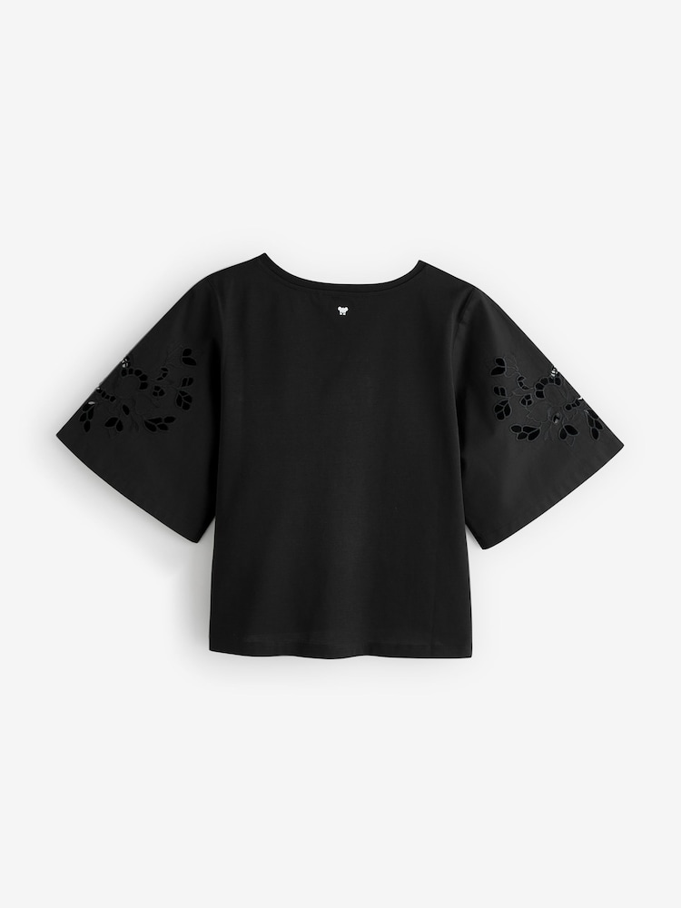Weekend MaxMara Black Targa Broderie Top - Image 2 of 4