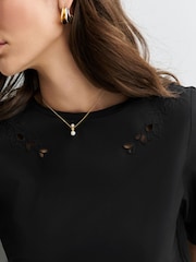 Weekend MaxMara Black Targa Broderie Top - Image 6 of 10