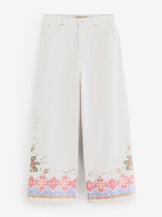 Weekend MaxMara White Adunco Embroidered Crop Twill Trousers - Image 1 of 6