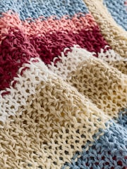 Weekend MaxMara Red Bonito Striped Woven Belted Cardigan - Image 10 of 11