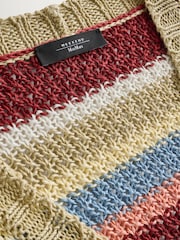 Weekend MaxMara Red Bonito Striped Woven Belted Cardigan - Image 5 of 5