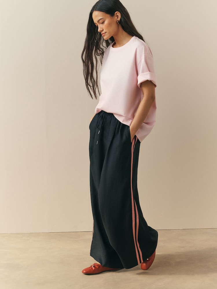 黑色 - Nothing Ordinary Linen Wide Leg Trousers - 图片1 / 5