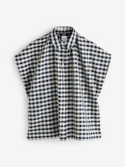 Weekend MaxMara Blue Strano Loose Fit Gingham Blouse - Image 6 of 10
