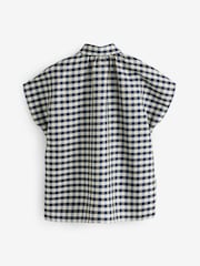 Weekend MaxMara Blue Strano Loose Fit Gingham Blouse - Image 7 of 10