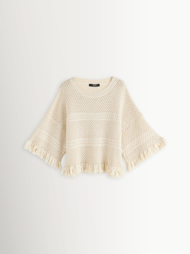 Weekend MaxMara White Palato Loose Fit Open Knit Jumper - Image 1 of 5