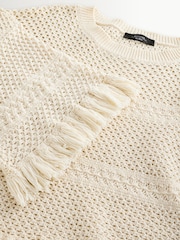 Weekend MaxMara White Palato Loose Fit Open Knit Jumper - Image 3 of 5