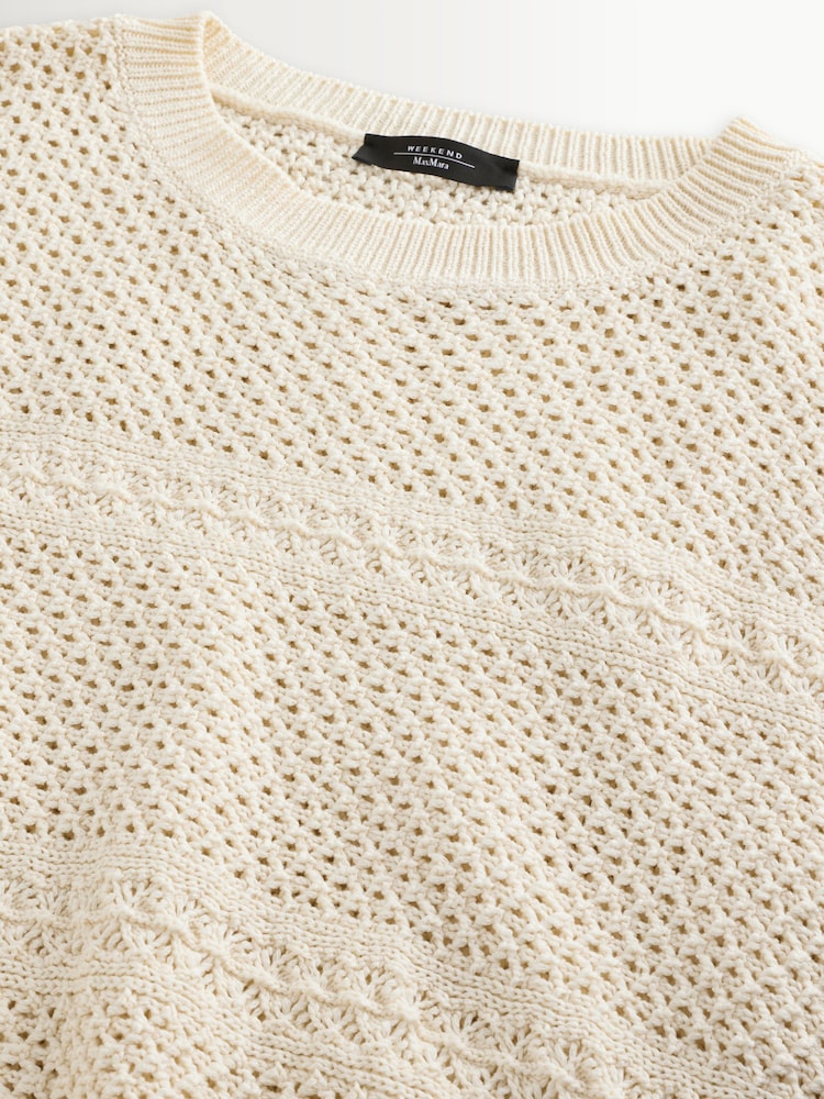 Weekend MaxMara White Palato Loose Fit Open Knit Jumper - Image 5 of 5