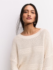 Weekend MaxMara White Palato Loose Fit Open Knit Jumper - Image 6 of 12