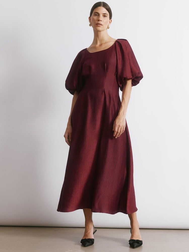 Albaray Red Crinkle Satin Midi Dress - Image 1 of 4 Albaray Red Crinkle Satin Midi Dress - Image 1 of 4