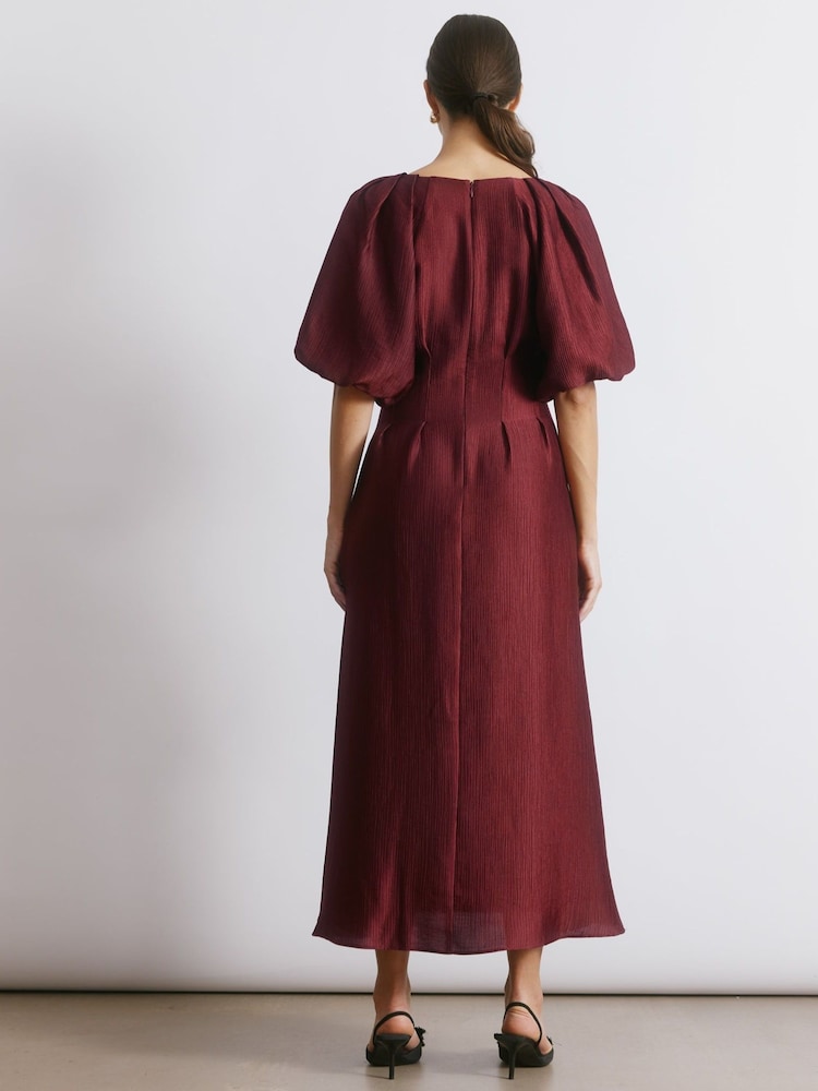 Albaray Red Crinkle Satin Midi Dress - Image 2 of 4 Albaray Red Crinkle Satin Midi Dress - Image 2 of 4