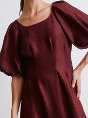 Albaray Red Crinkle Satin Midi Dress - Image 3 of 4