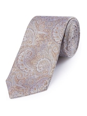 Skopes Yellow Paisley Silk Tie and Pocket Square Set - Image 3 of 5