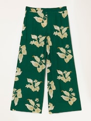 FatFace Eliza tonal leaves Green Wide Leg Cropped Trouser - Image 6 of 6