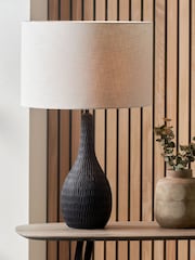 Pacific Black Ioan Engraved Wood Bottle Table - Image 1 of 6