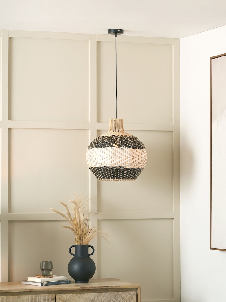 Pacific Black Rattan Woven Pendant Ceiling - Image 1 of 6