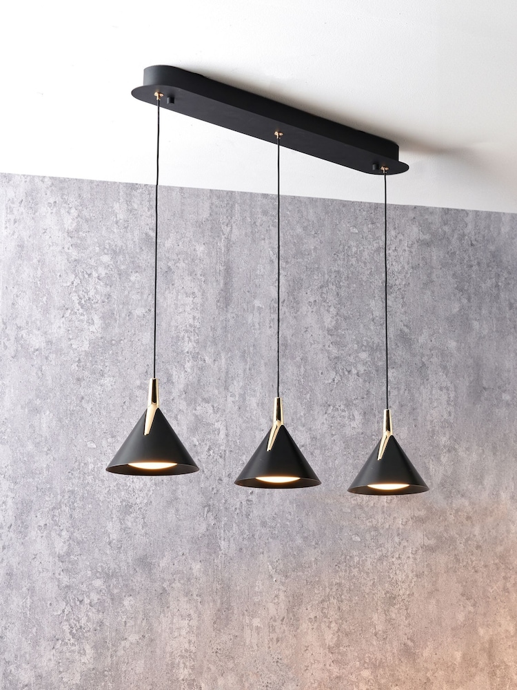 Pacific Black 3 Drop LED Pendant Ceiling Light - Image 1 of 6