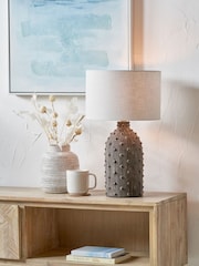 Pacific Grey Kali Textured Dot Stoneware Table - Image 1 of 6