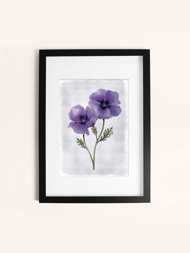 Laura Ashley Purple Anemone Floral 73 x 103 cm Medium Frame - Image 2 of 4
