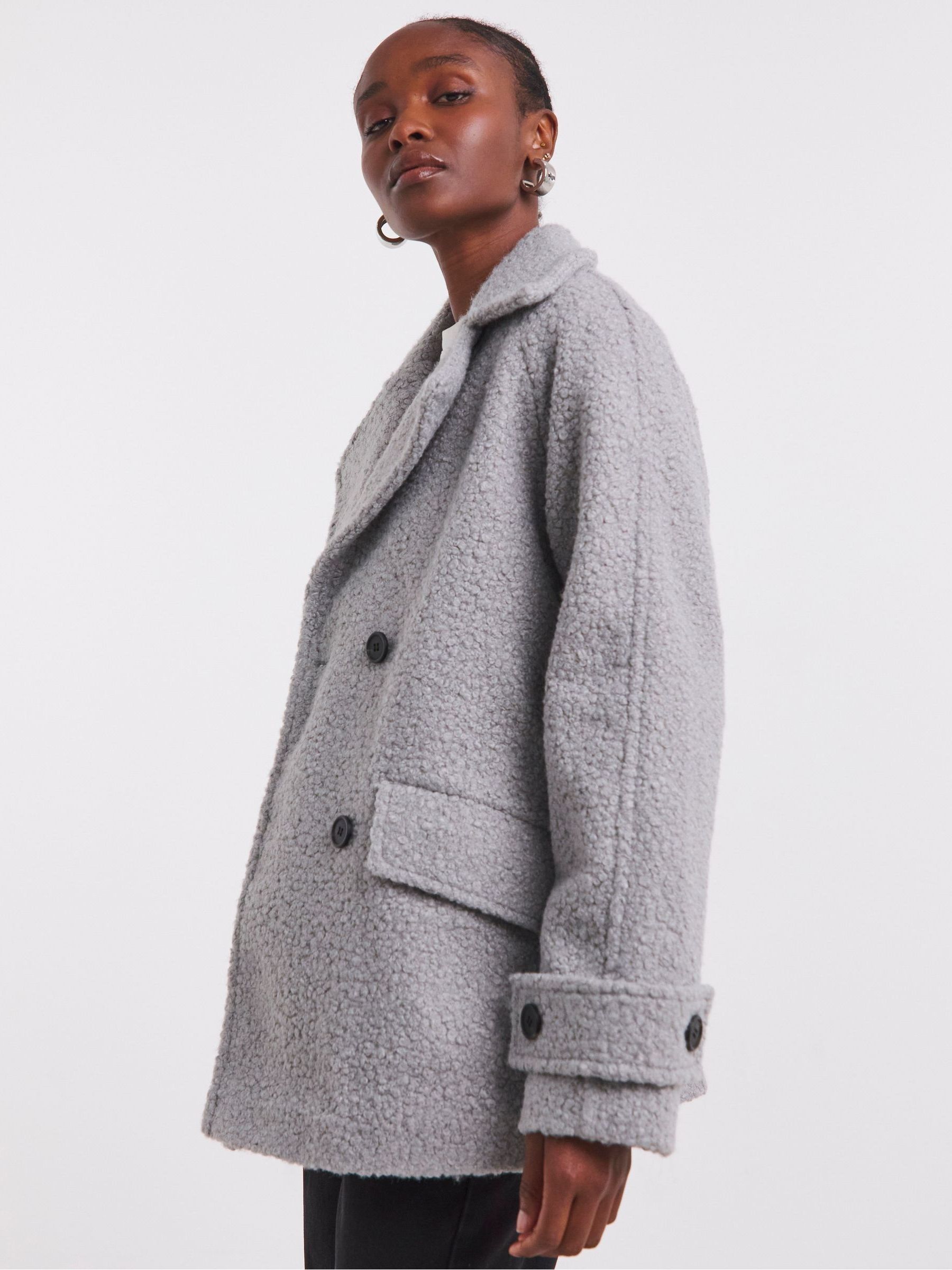 Buy Simply Be Grey Teddy Peacoat from Next USA