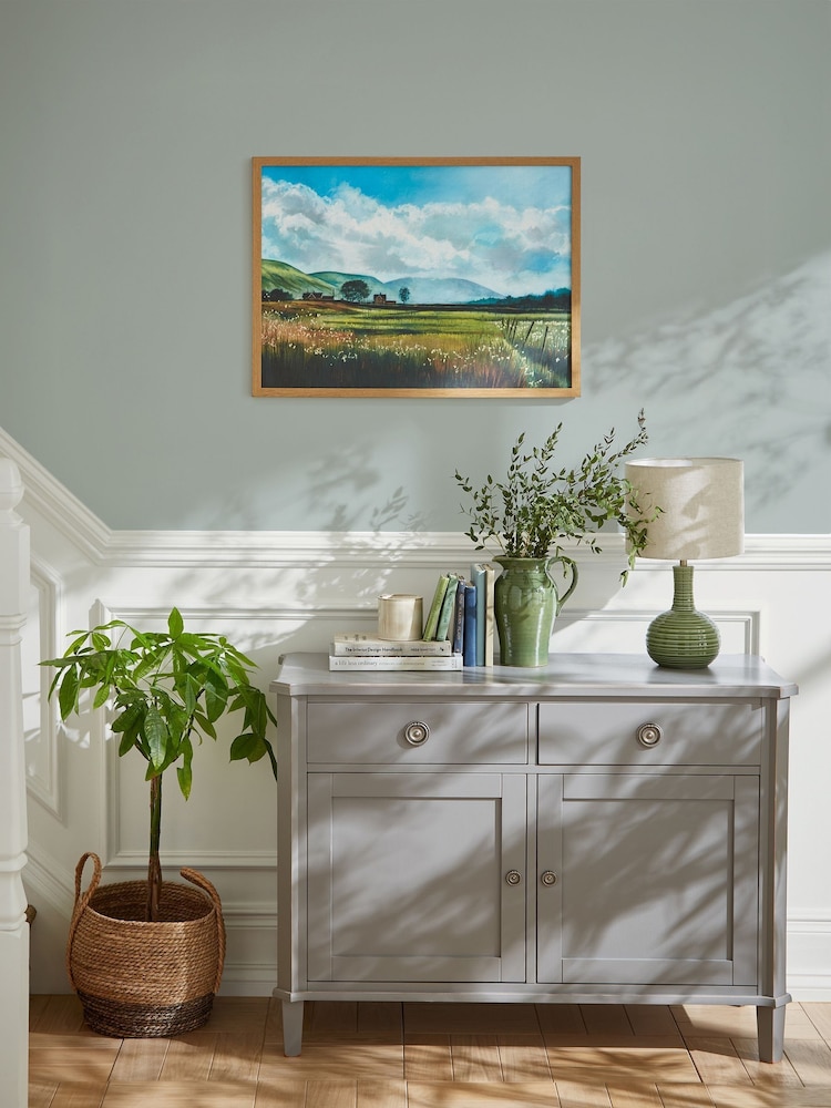 Laura Ashley Blue Countryside Scene Wood Medium Frame - Image 1 of 4