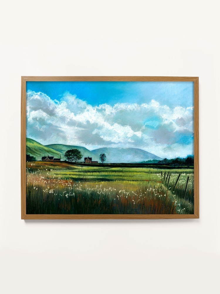 Laura Ashley Blue Countryside Scene Wood Medium Frame - Image 2 of 4