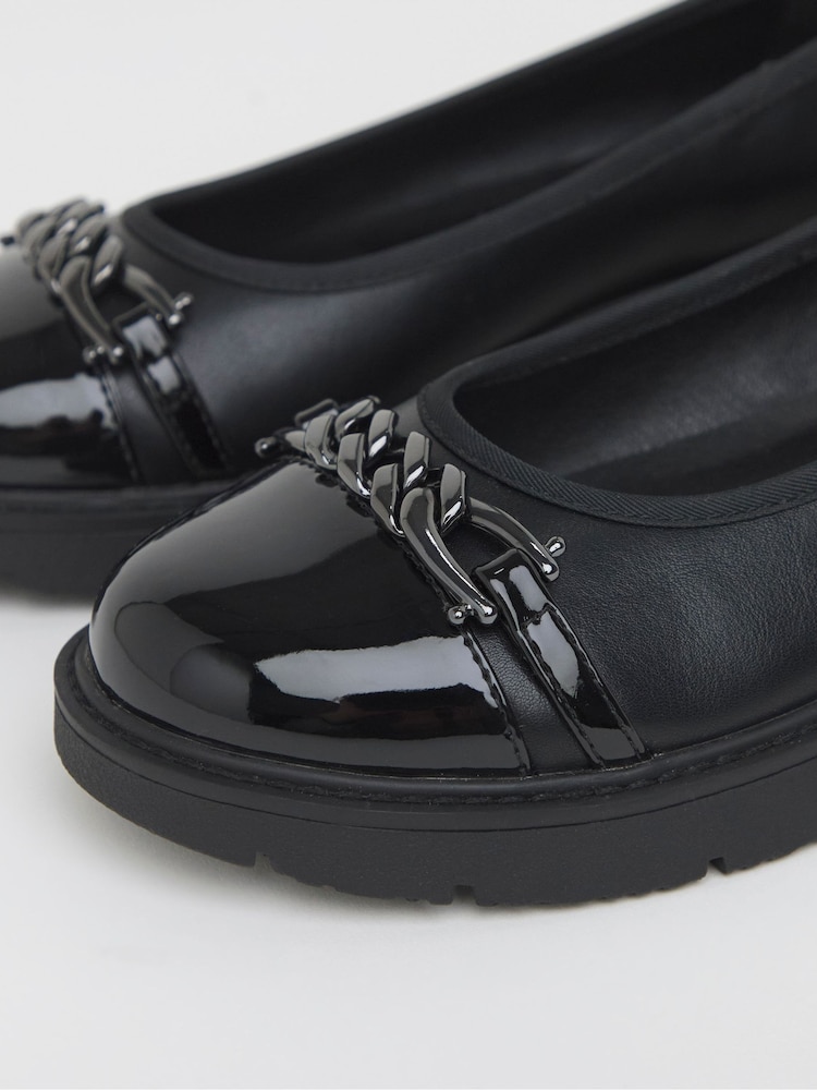 JD Williams Black Wide Fit Low Wedge Ballerinas With Snaffle Trim - Image 4 of 4