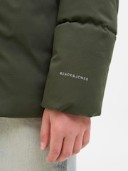 JACK & JONES JUNIOR Green Hooded Puffer Jacket - Image 5 of 6