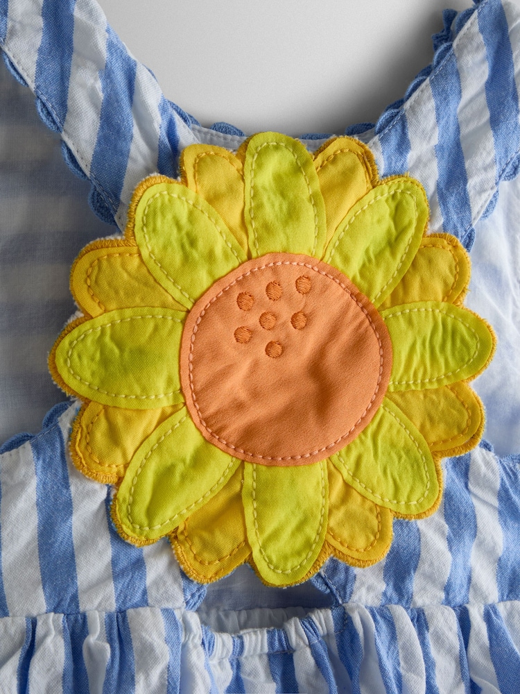 أزرق - JoJo Maman Bébé Cross Back Appliqué Sundress - صورة 5 من 5