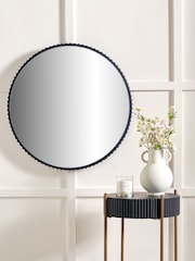 Pacific Black Metal Textured Edged Round Wall Mirrors - Image 1 of 4